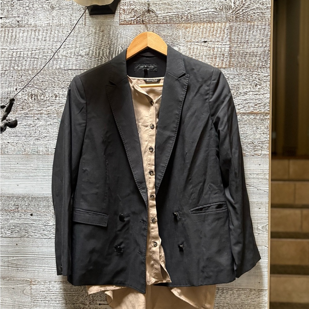 🏷 Rag & Bone | Wool-Blend Sporty Business Blazer - Womens 8/10, Dark Gray